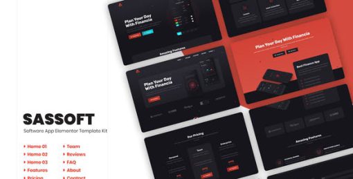 Sassoft | Mobile App & Fintech Startup Elementor Template Kit