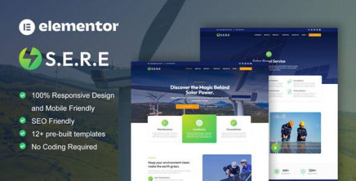 Sere – Solar & Renewable Energy Elementor Pro Template Kit