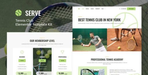 Serve – Tennis School & Sport Club Elementor Template Kit