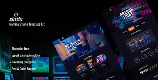 Sintix – Gaming Studio Elementor Template Kit