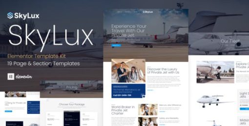 Skylux – Private Jet & Airplane Charter Company Elementor Template Kit