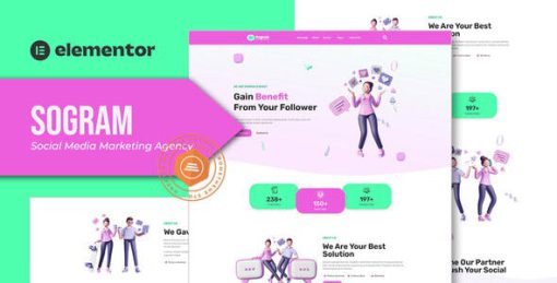 Sogram – Social Media Marketing Agency Elementor Template Kit