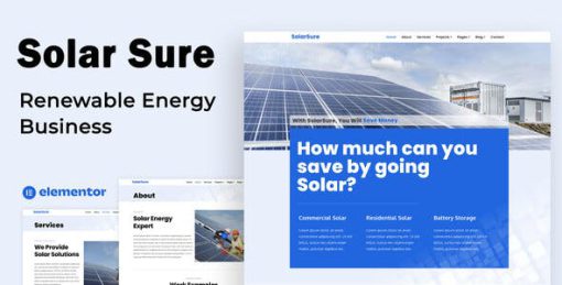 Solar Sure – Renewable Energy Business – Elementor Template Kit