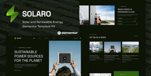 Solaro – Solar & Renewable Energy Elementor Template Kit