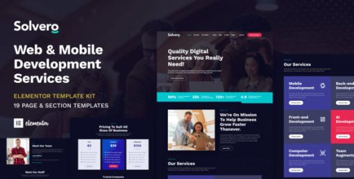 Solvero – Web & Mobile Development Service Elementor Template Kit