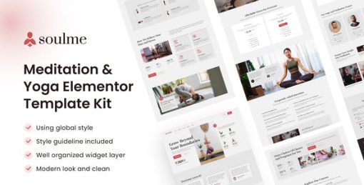 Soulme Yoga Meditation & Wellness Mindfulness Elementor Template Kit