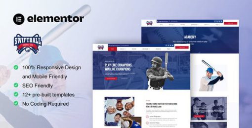 SwiftBall – BaseBall Team & Sport Club Elementor Pro Template Kit