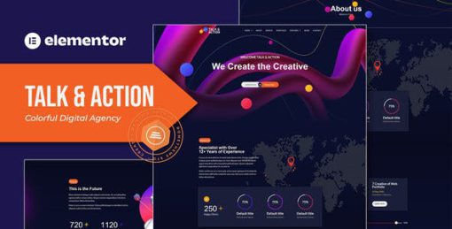 Talk & Action – Colorful Digital Agency Elementor Template Kit