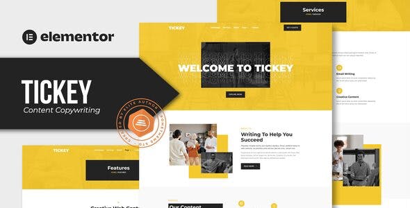 Tickey – Content Copywriting Services Elementor Template Kit Tickey – Content Copywriting Services Elementor Template Kit