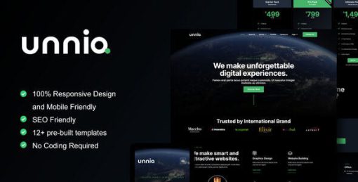 Unniq – Dark Digital Creative Agency Elementor Template Kit