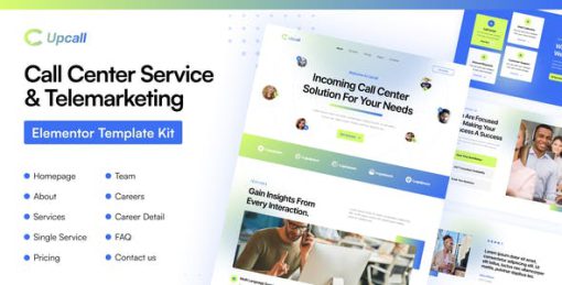 Upcall – Call Center Service & Telemarketing Elementor pro Template Kit