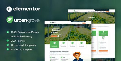 UrbanGrove – Hydroponic & Agriculture Elementor Template Kit