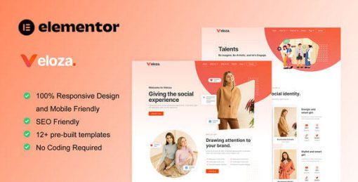 Veloza – Influencer & Talent Agency Elementor Template Kit