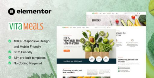 Vitameals – Fruits & Vegetables Store Elementor Template Kit
