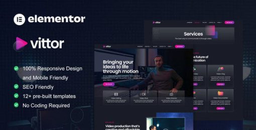 Vittor – Video Production Service Elementor Pro Template Kit