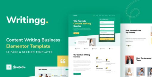Writingg – Content Copywriting Services Elementor Template Kit