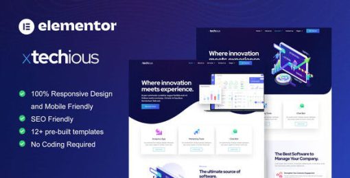 Xtechious – Saas & Digital Tech Company Elementor Template Kit