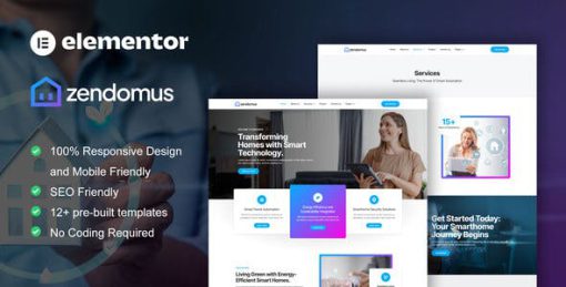 Zendomus – Smart Home & Technology Services Elementor Pro Template Kit