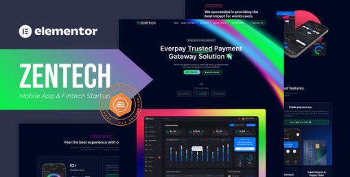 Zentech – Mobile App & Fintech Startup Elementor Template Kit