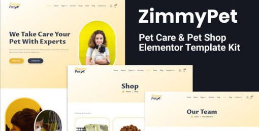 ZimmyPet – Pet Care & Store Elementor Template Kit