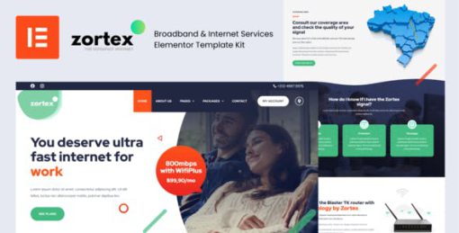 Zortex – Broadband & Internet Services Elementor Template Kit