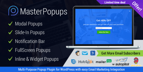 Master Popups – WordPress Popup Plugin For Lead Generation. Get Subscribers And Grow Your Email List