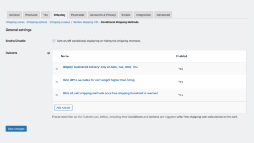 Conditional Shipping Methods