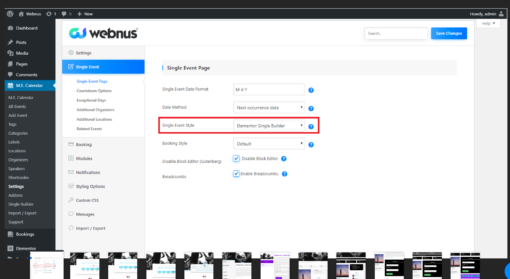 Elementor Single Builder for MEC