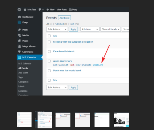 Event API for MEC
