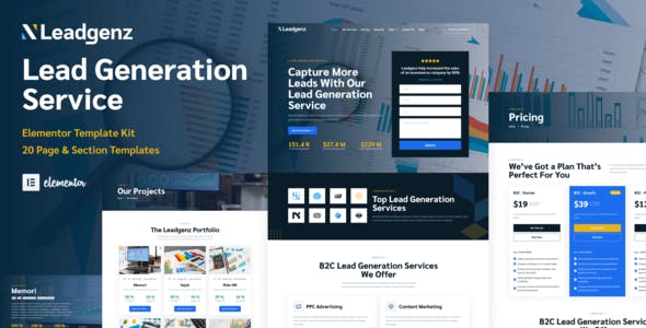 Leadgenz – Lead Generation & Sales Agency WordPress Elementor Template Kit Leadgenz – Lead Generation & Sales Agency WordPress Elementor Template Kit