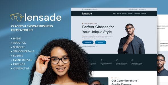 Lensade – Glasses & Eyewear Elementor Template Kit Lensade – Glasses & Eyewear Elementor Template Kit