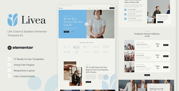 Livea – Life Coach & Speaker Elementor Template Kit Livea – Life Coach & Speaker Elementor Template Kit