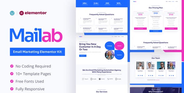 Mailab – Email Marketing Elementor Pro Template Kit Mailab – Email Marketing Elementor Pro Template Kit