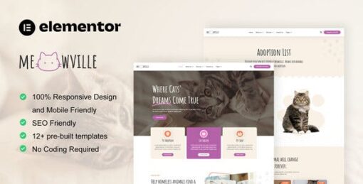 MeowVille – Animal Shelter & Cat Breeder Elementor Template Kit