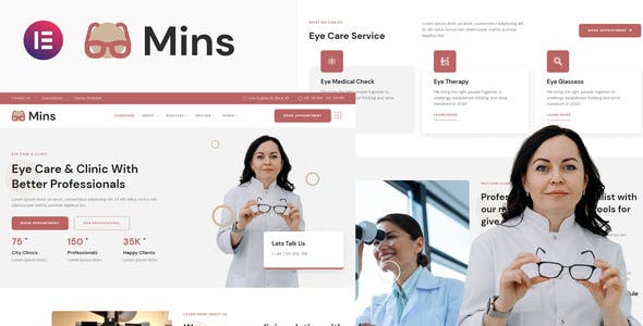 Mins – Eye Care Clinic Services Elementor Template Kit Mins – Eye Care Clinic Services Elementor Template Kit