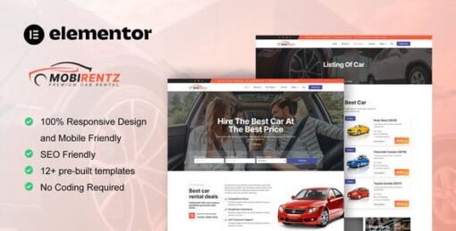 Mobirentz – Car Rental & Auto Dealer Elementor Template Kit