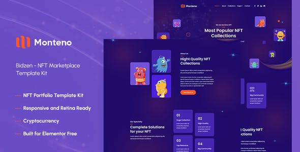 Monteno – NFT Portfolio Elementor Template Kit Monteno – NFT Portfolio Elementor Template Kit