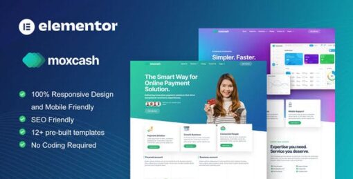 MoxCash – Online Payment Gateway Elementor Pro Template Kit