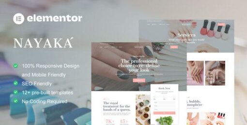 Nayaka – Nail Salon & Beauty Care Elementor Template Kit