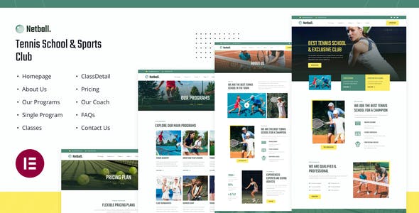 Netball | Tennis School & Sports Club Elementor Template Kit Netball | Tennis School & Sports Club Elementor Template Kit