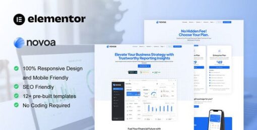 Novoa – Saas & Finance Software Service Elementor Template Kit