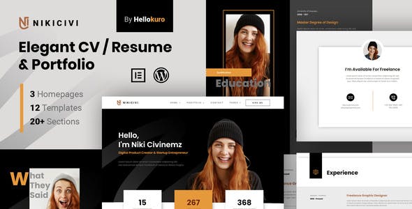 Nikicivi – Elegant CV/Resume & Portfolio Elementor Template Kit Nikicivi – Elegant CV/Resume & Portfolio Elementor Template Kit