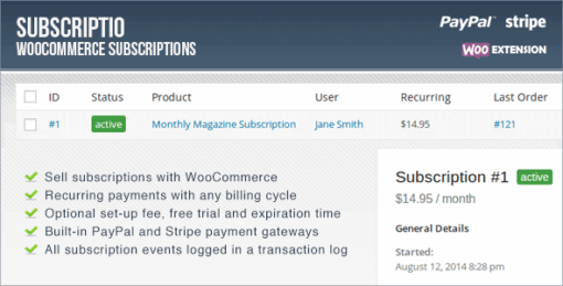 Subscriptio – Woocommerce Subscriptions