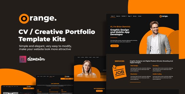 Orange CV/Creative Portfolio Elementor Template Kits Orange CV/Creative Portfolio Elementor Template Kits