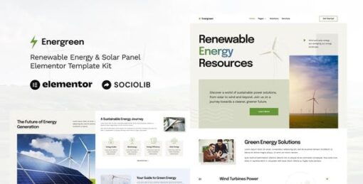 Energreen – Renewable Energy & Solar Panel Elementor Template Kit