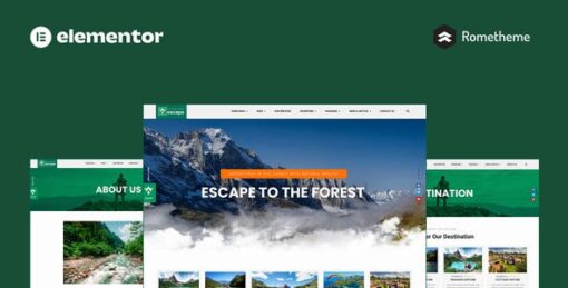 Escape – Forest Travel Adventure Elementor Pro Full Site Template Kit