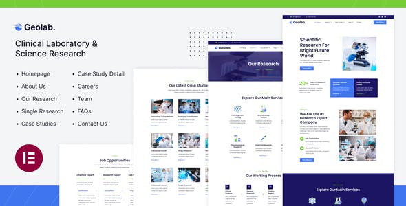 Geolab | Clinical Laboratory & Science Research Elementor Template Kit Geolab | Clinical Laboratory & Science Research Elementor Template Kit
