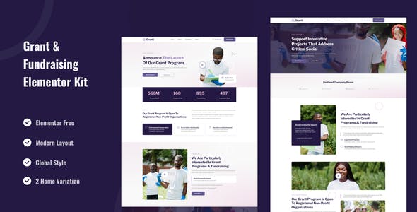 Grant & Fundraising – Elementor Template Kit Grant & Fundraising – Elementor Template Kit