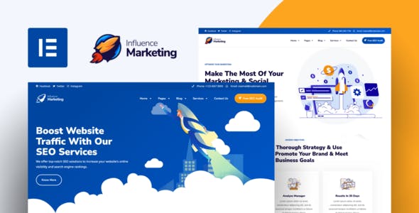 Influence Marketing – SEO & Digital Agency Elementor Template Kit Influence Marketing – SEO & Digital Agency Elementor Template Kit