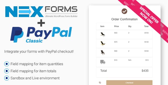 NEX-Forms ADD ON – PayPal PRO NEX-Forms ADD ON – PayPal PRO